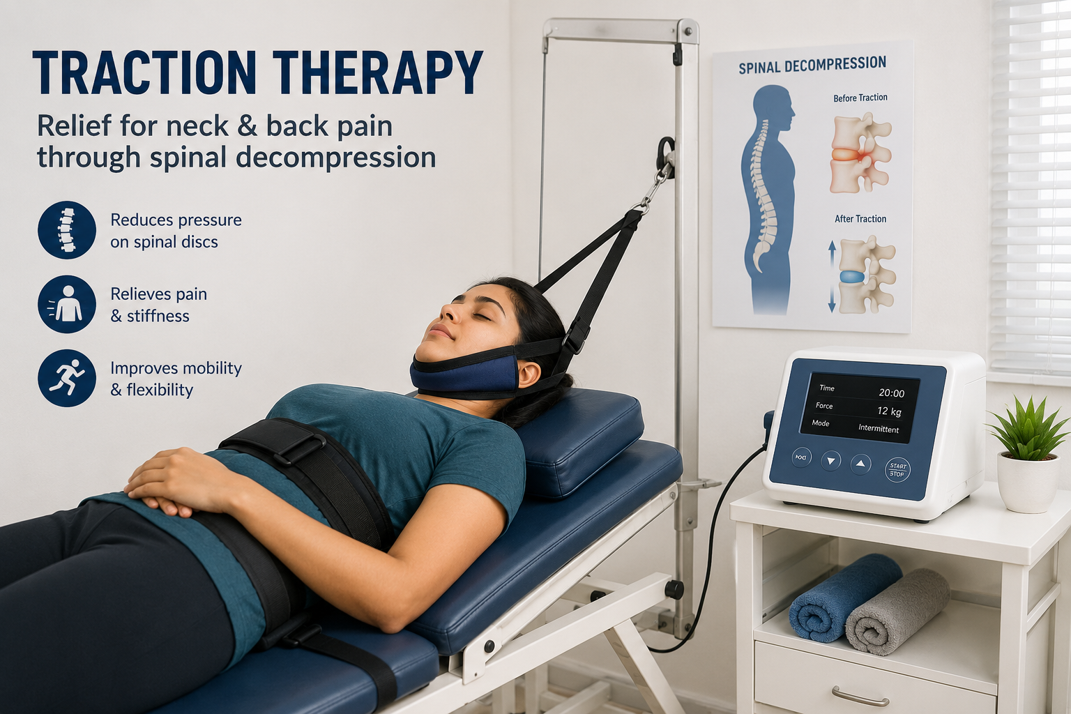 Traction therapy for neck and back pain
