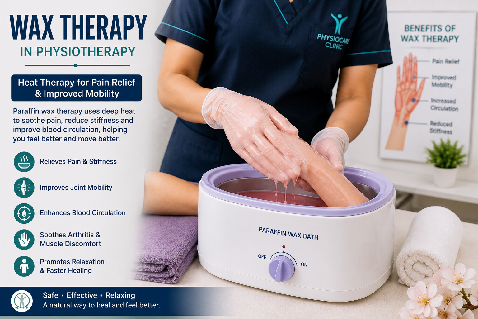 Paraffin wax therapy for stiffness and joint discomfort